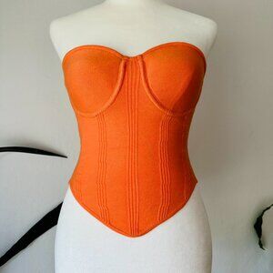 WIndsor strapless orange corset top XS